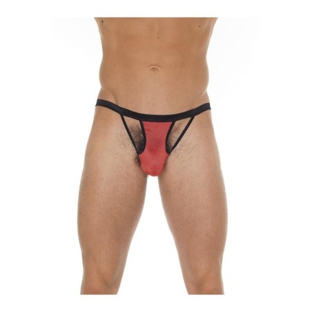 Tanga avec jarretieres rouge et noir Taille Unique