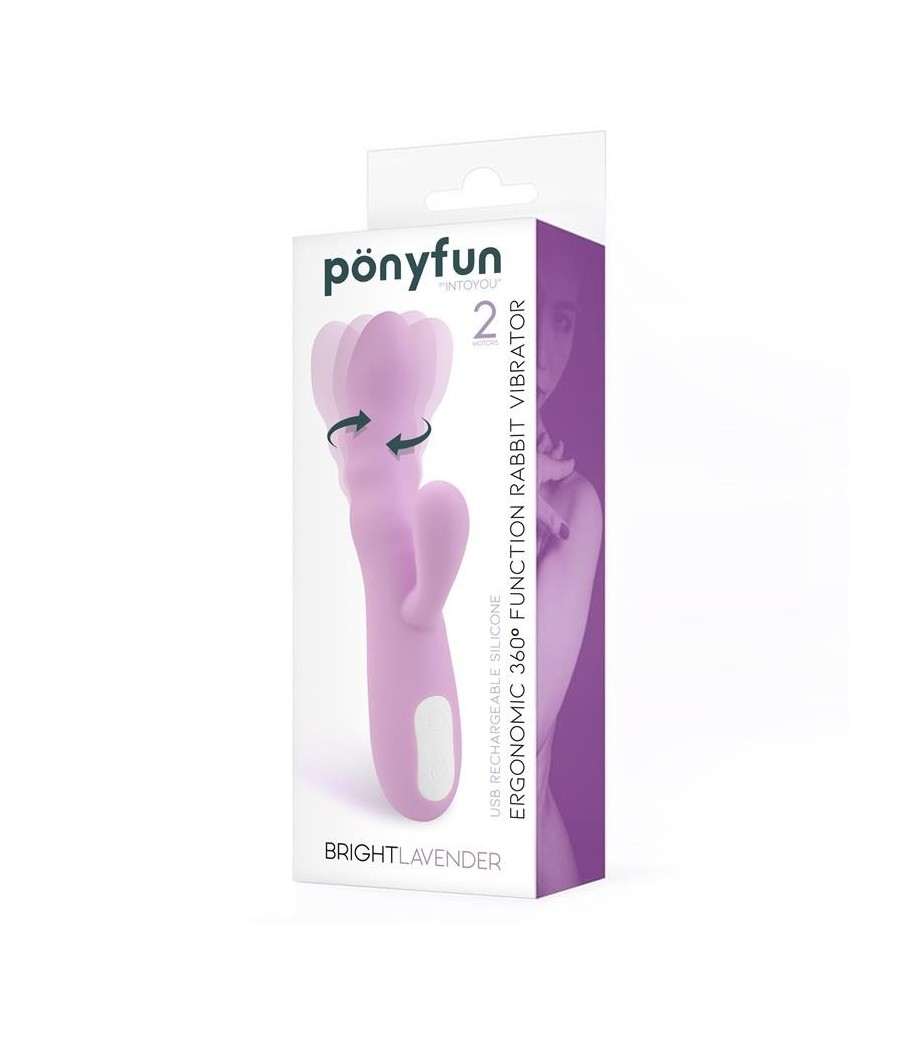 Bright Lavende vibromasseur Rabbit et Rotations Double Moteur 360º USB Silicone