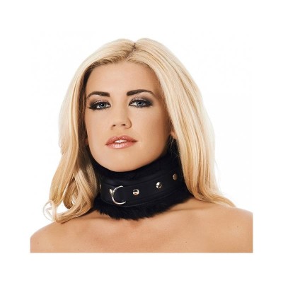 Collier large cuir et franges Artificiel Noir
