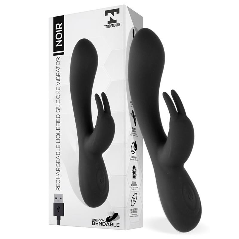 Noir Vibromasseur silicone liquide Inyectada 2 Moteurs USB