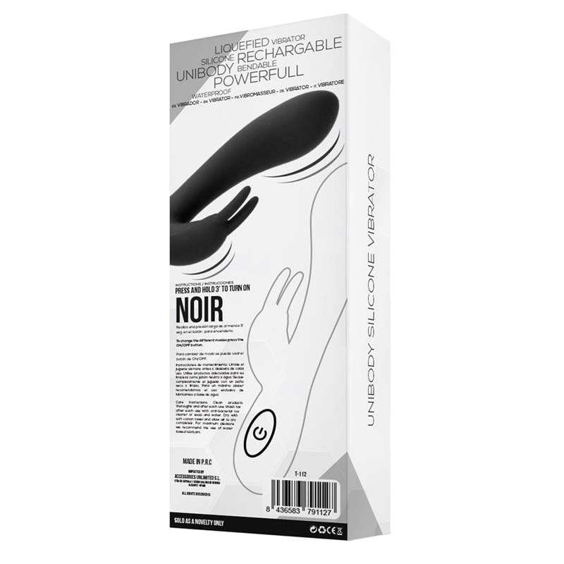 Noir Vibromasseur silicone liquide Inyectada 2 Moteurs USB
