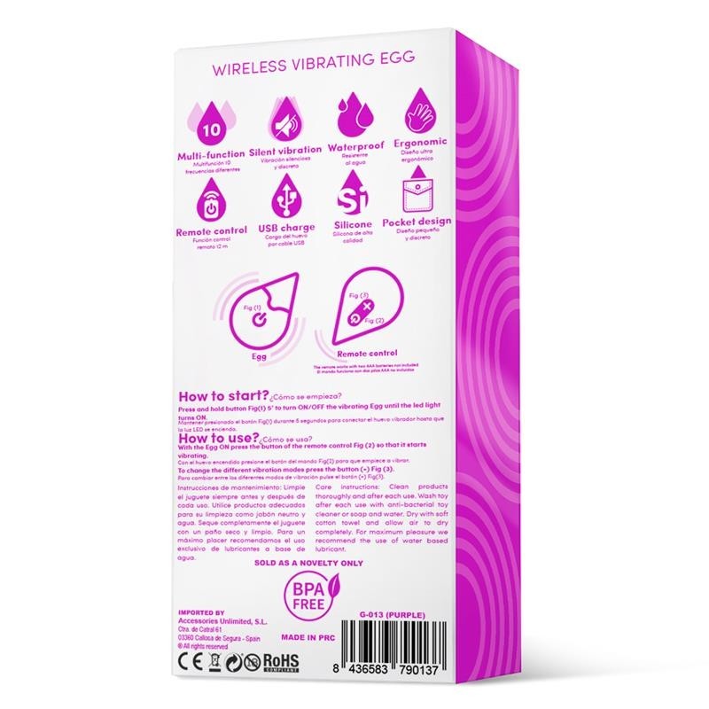 oeuf vibrant télécommande USB silicone mauve