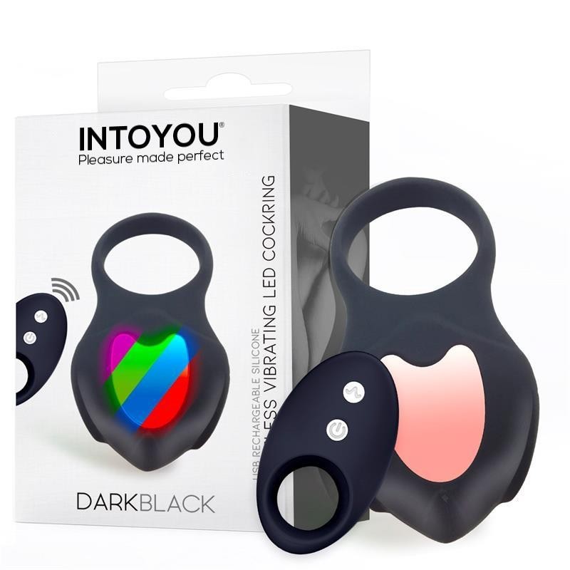 Darkblack Anneau Vibromasseur avec Led télécommande USB Siliconea
