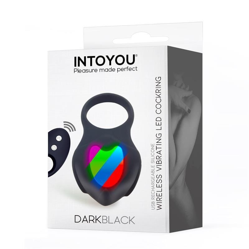 Darkblack Anneau Vibromasseur avec Led télécommande USB Siliconea