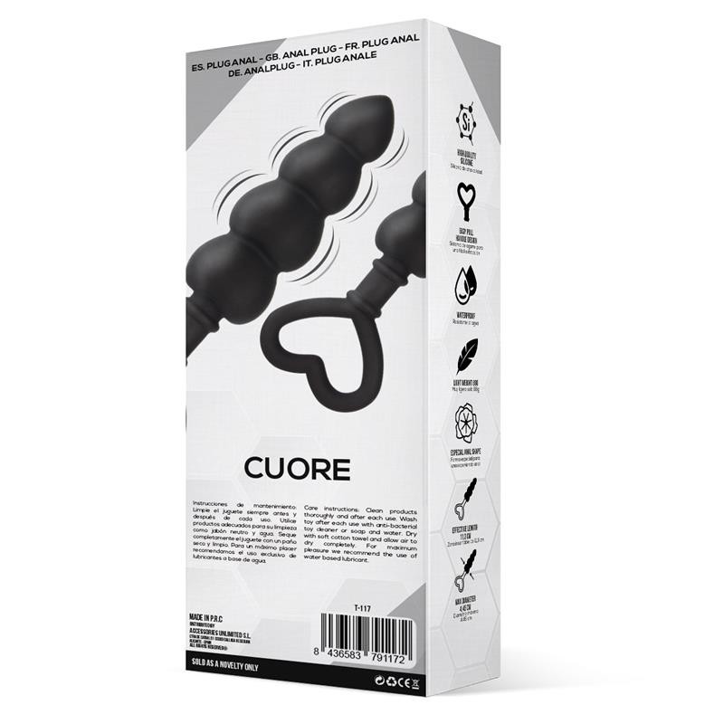 Cuore Plug Anal silicone Noir