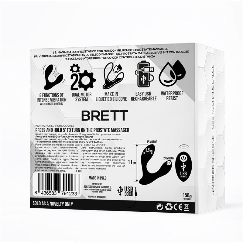 Brett Vibromasseur prostatique télécommande USB Silicone Liquide