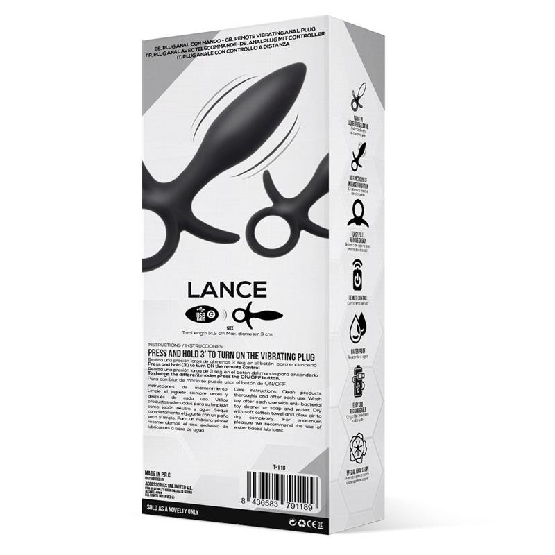 Lance Plug Anal télécommande silicone liquide USB