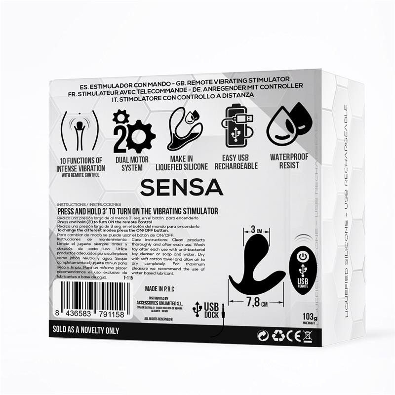 Sensa stimulateur télécommande USB silicone liquide Noir