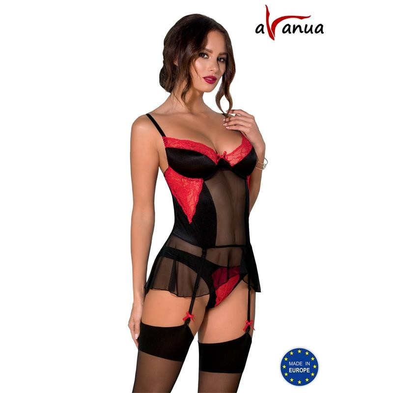 ODINA corset Noir/rouge