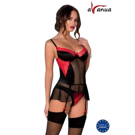 ODINA corset Noir/rouge