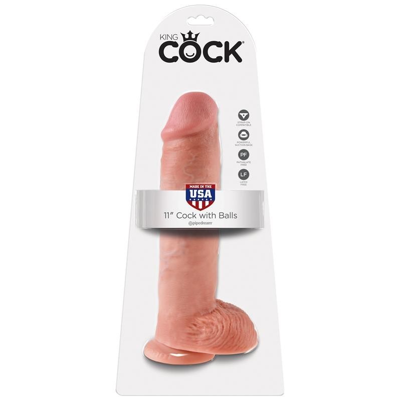 King Cock pénis avec testicules de 11 - Couleur Naturel