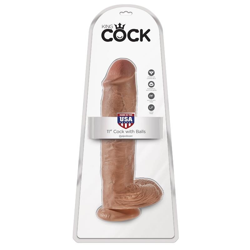 King Cock pénis avec Testicules de 11 - bronzé