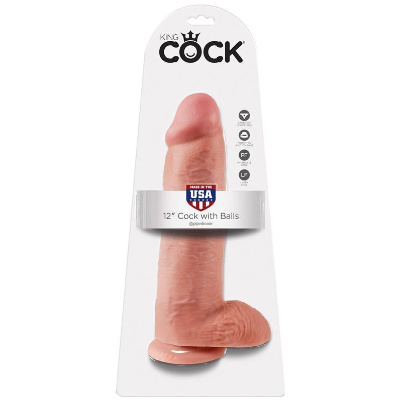 King Cock pénis avec testicules de 12 - Couleur Naturel