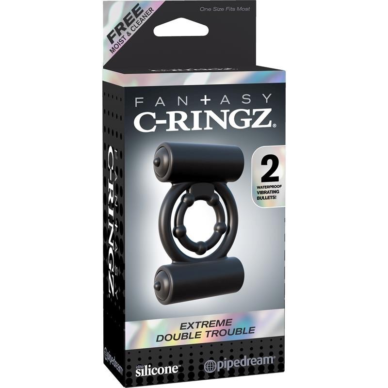 Bague Fantaset C-Ringz Extem Double Trouble Couleur Noir