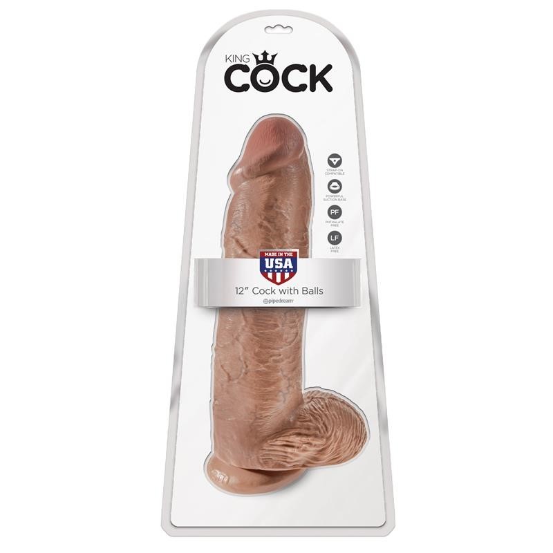 King Cock pénis avec Testicules de 12 - bronzé