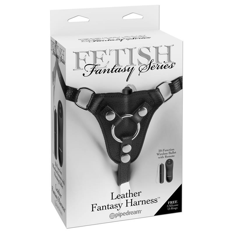 Harnais fantaisie en cuir noir de la série Fetish Fantasy