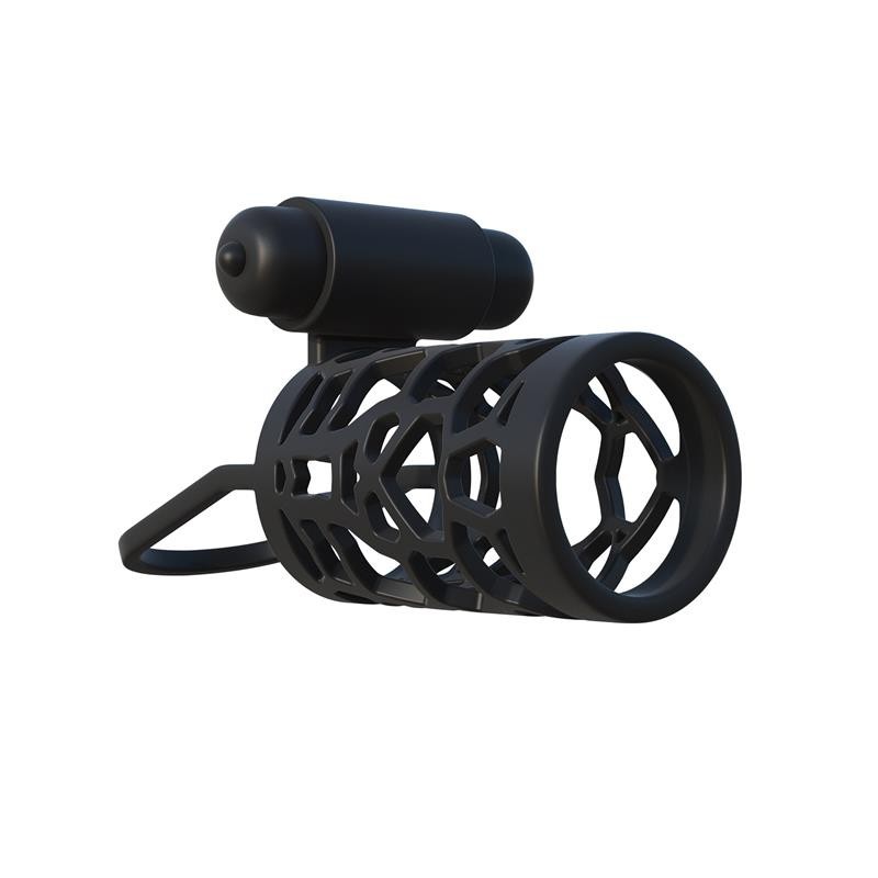 Fantaset C-Ringz Cage Vibromasseur en silicone à pénis couleur noir