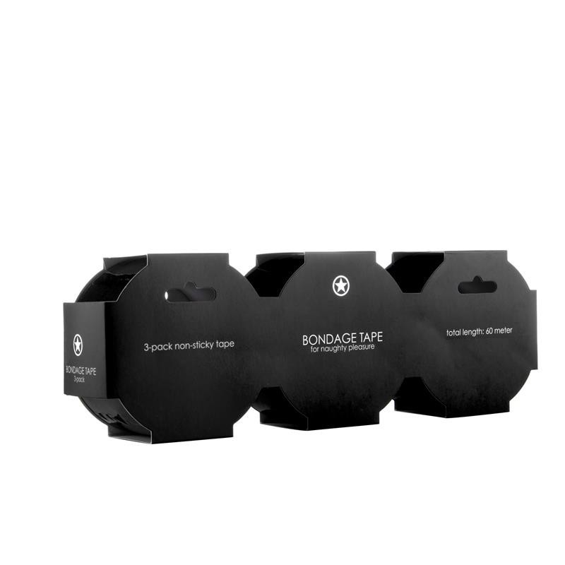 Shots Ouch! Pack de 3 de Cinta de Bondage couleur noir