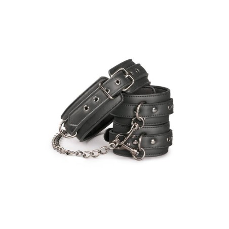 Set attaches collier et menottes pour cheville noir
