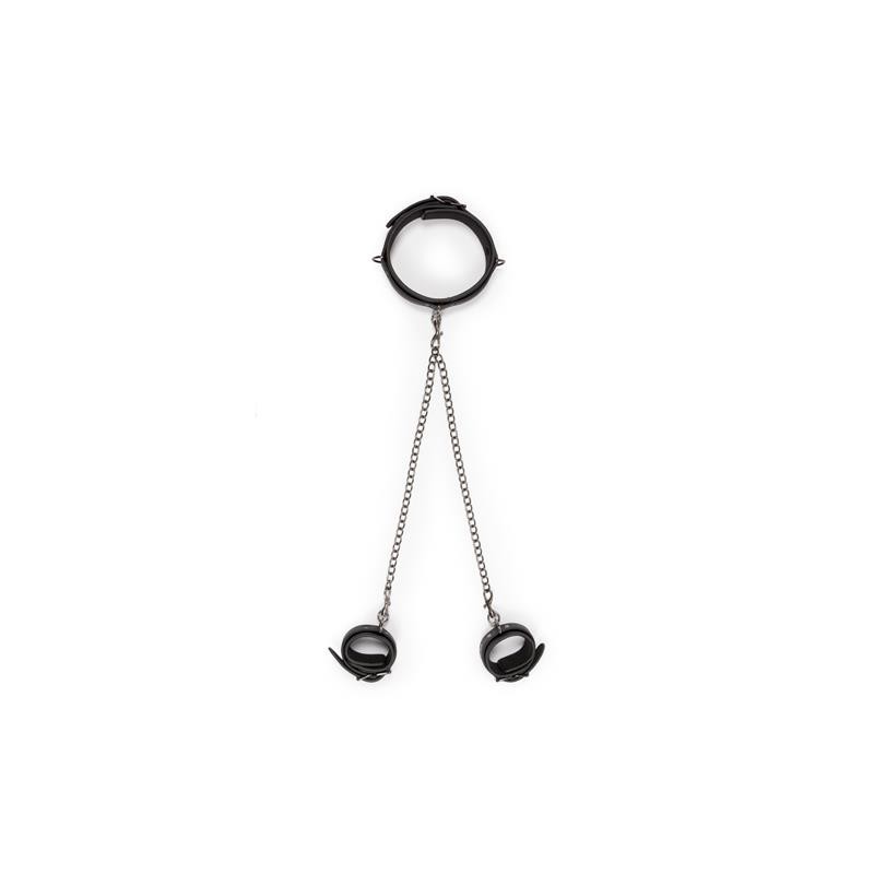Set attaches collier et menottes pour cheville noir