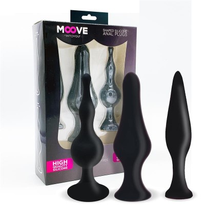 Lot de 3 plugs anaux silicone noirs