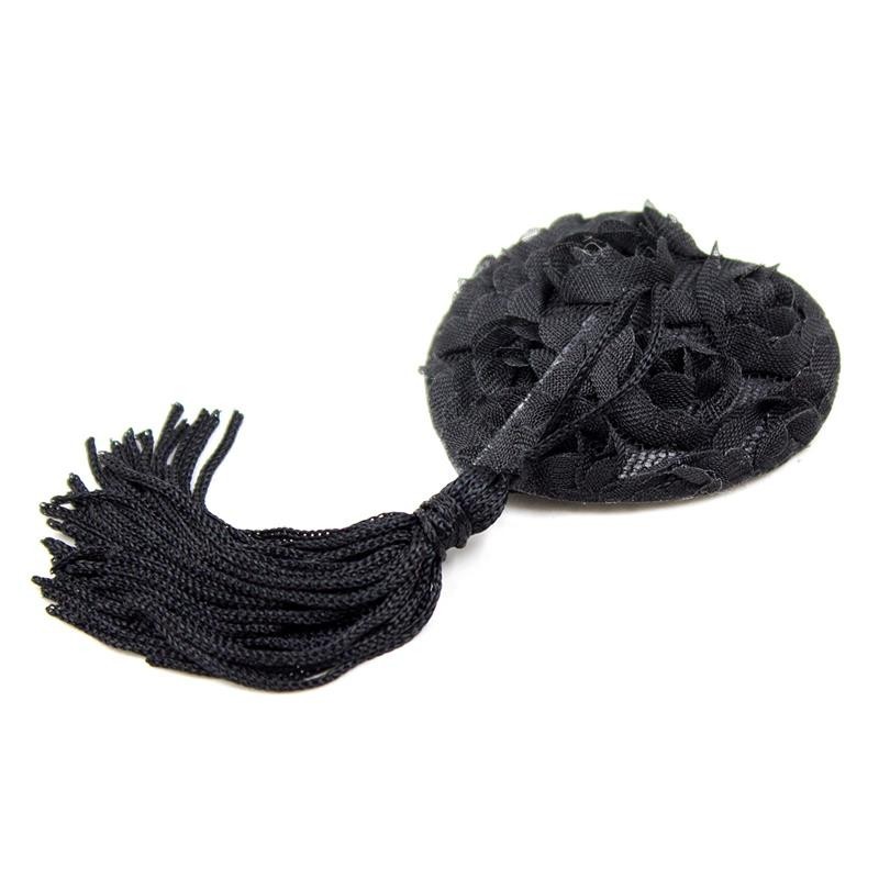 nipples avec dentelle et forme florale noir