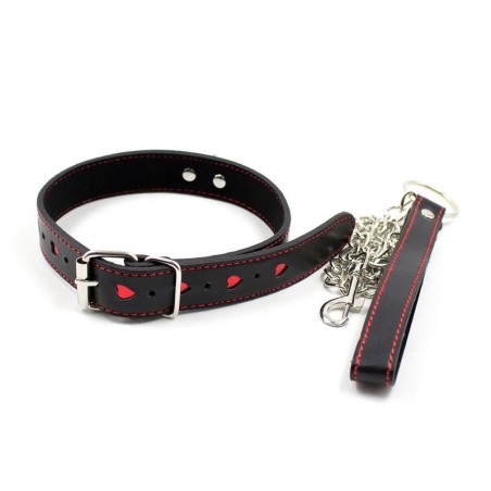 Collier avec chaine en metal noir/rouge