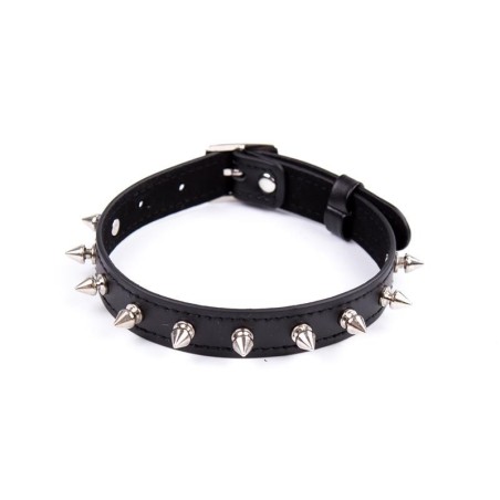 Collier avec broches reglable 43 cm Noir
