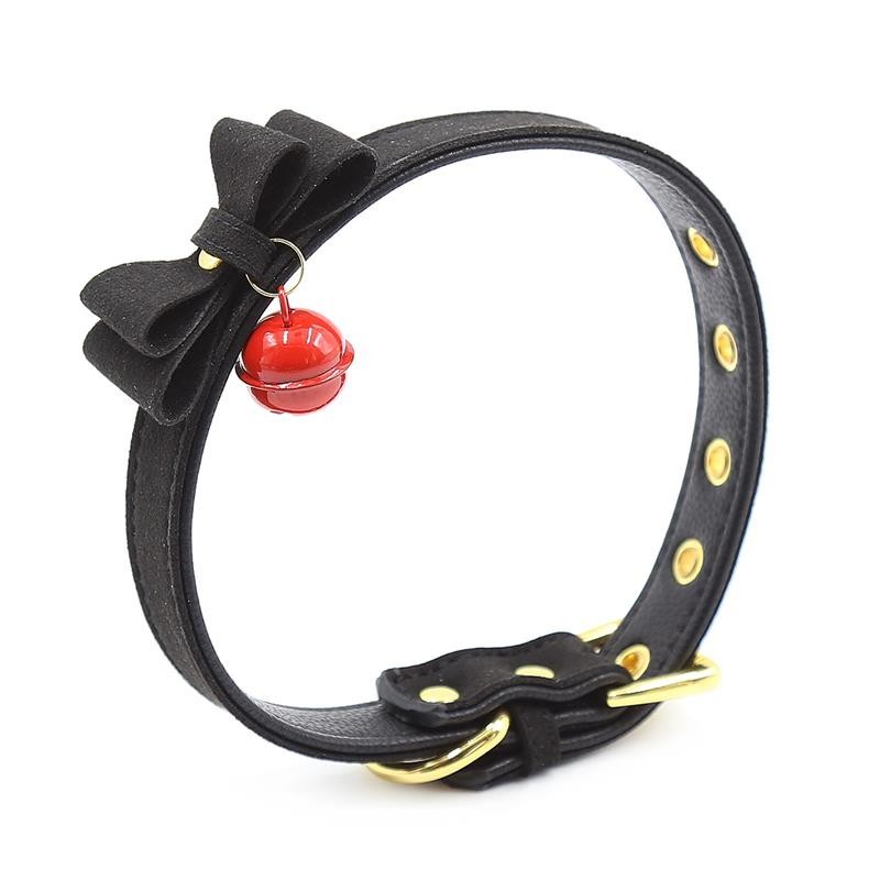 Collier avec ruban et clochette 44 cm Noir/rouge