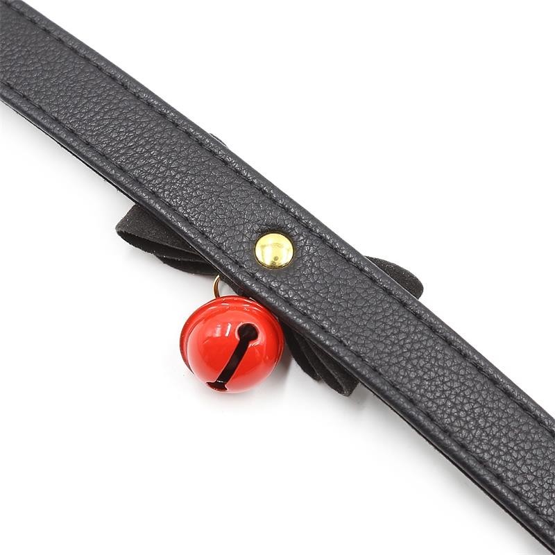 Collier avec ruban et clochette 44 cm Noir/rouge
