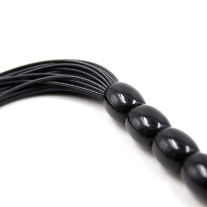 fouet en silicone avec manche avec 6 boules 26 cm Noir