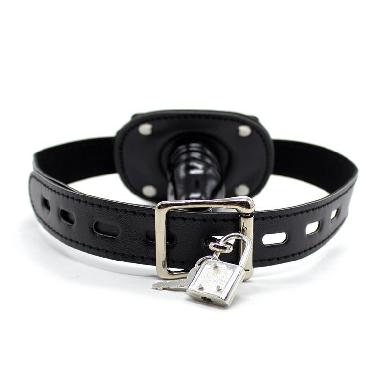 baillon avec cadenas forme pénis 5 cm Petit Noir