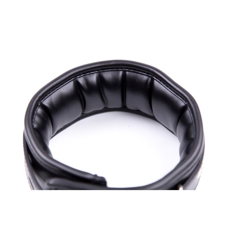 Collier avec laisse en metal et Intérieur Rembourré noir