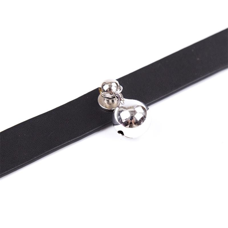 Collier avec clochette reglable 43 cm Noir