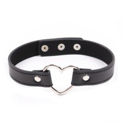Collier avec anneau en forme de coeur reglable 41,5 cm Noir