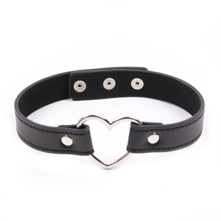 Collier avec anneau en forme de coeur reglable 41,5 cm Noir