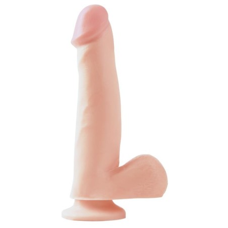 Gode avec testicules et ventouse Couleur Naturel 19 cm