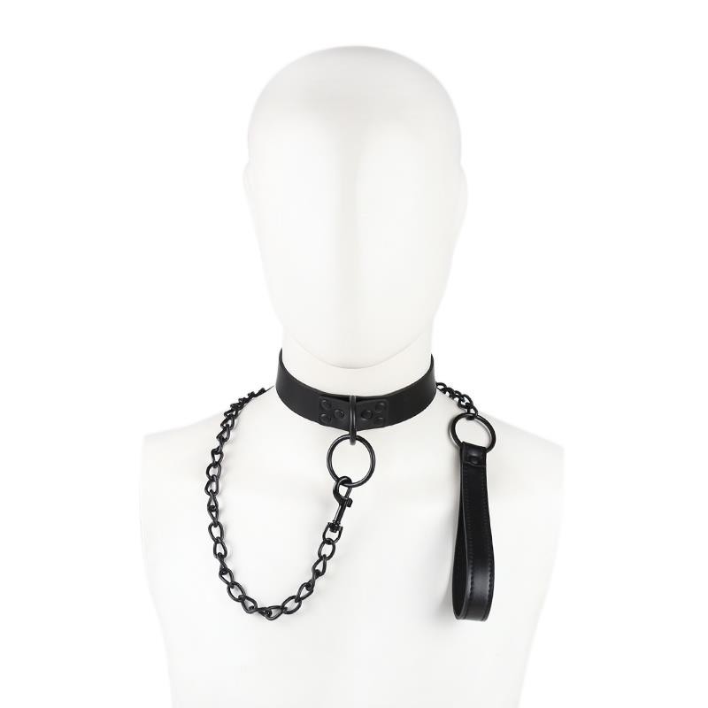 Collier avec laisse noir