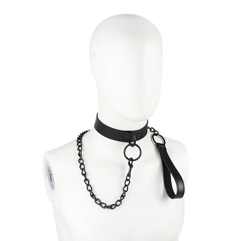 Collier avec laisse noir