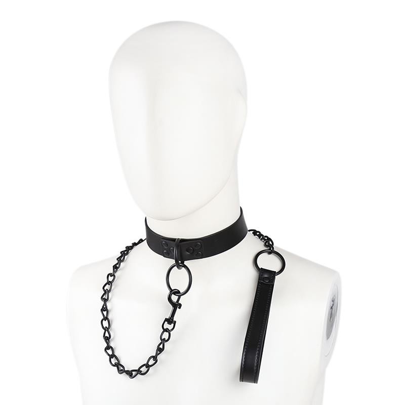 Collier avec laisse noir