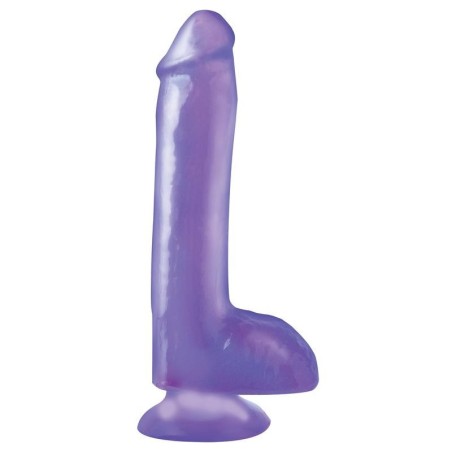 Gode avec testicules et ventouse - Couleur mauve 20 cm
