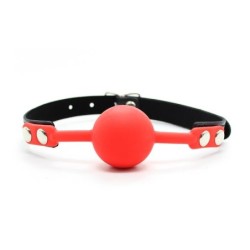 baillon de boule Lisa en silicone 4 cm Noir/rouge