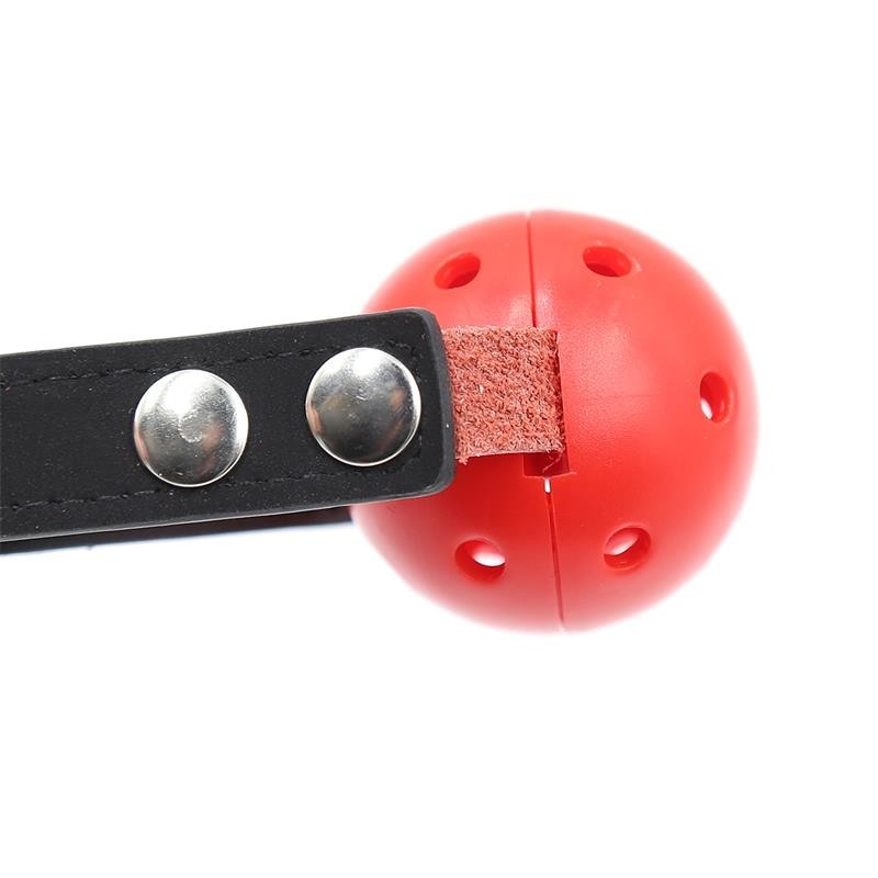 baillon de boule perforée noir/rouge