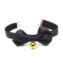 Collier avec lacet et clochette 29 cm noir M