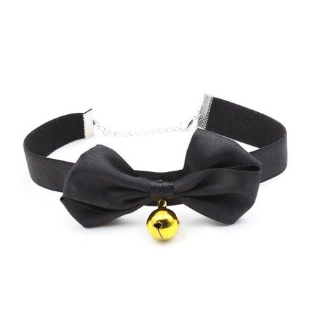 Collier avec lacet et clochette 29 cm noir M