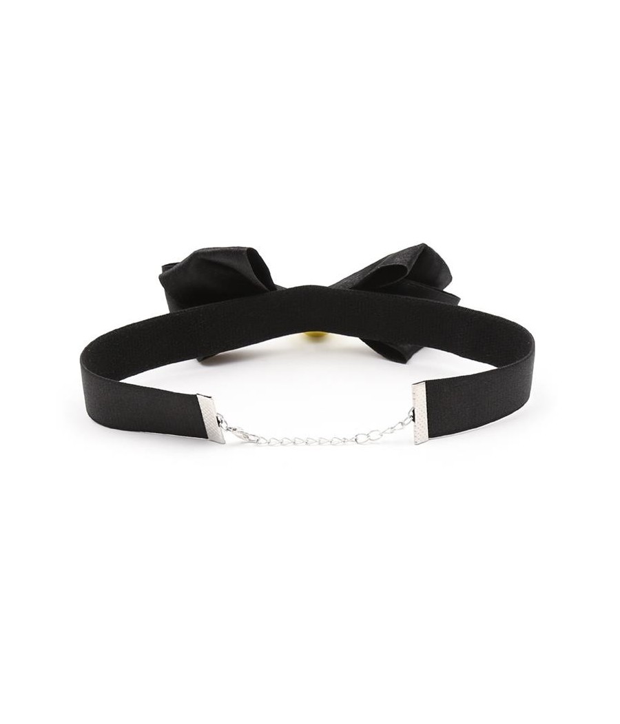 Collier avec lacet et clochette 29 cm noir M