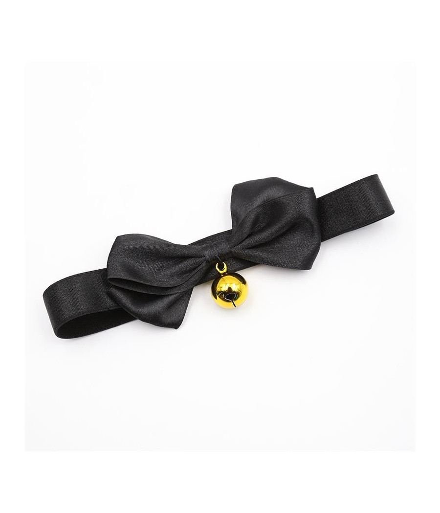 Collier avec lacet et clochette 29 cm noir M