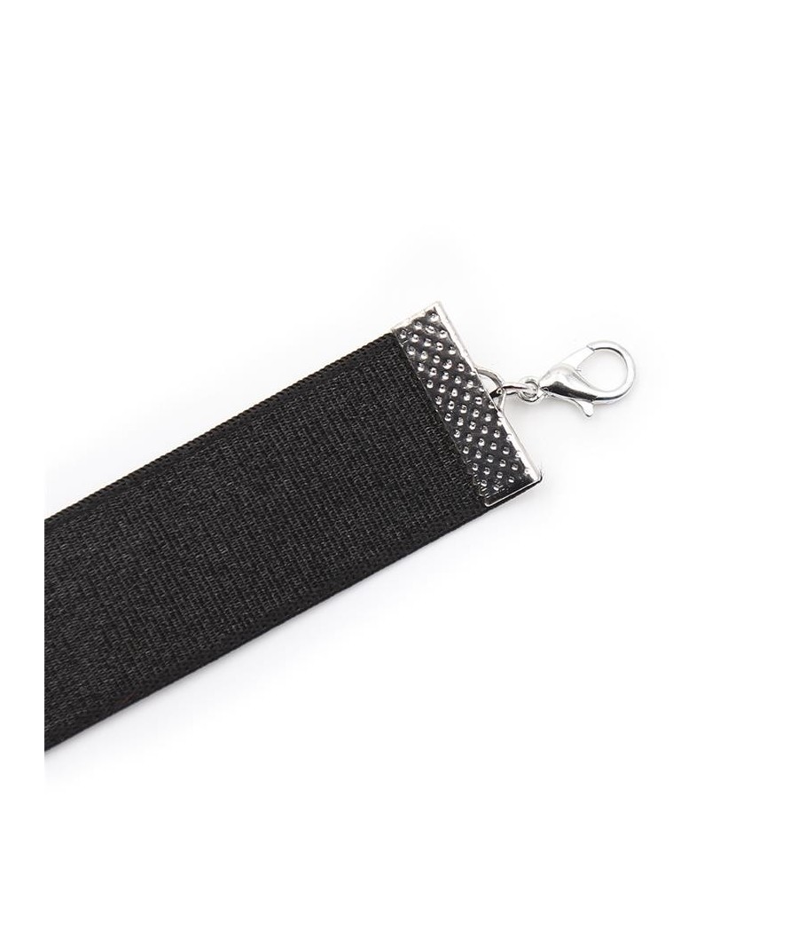 Collier avec lacet et clochette 29 cm noir M