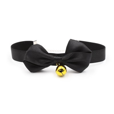 Collier avec lacet et clochette 36 cm Noir L
