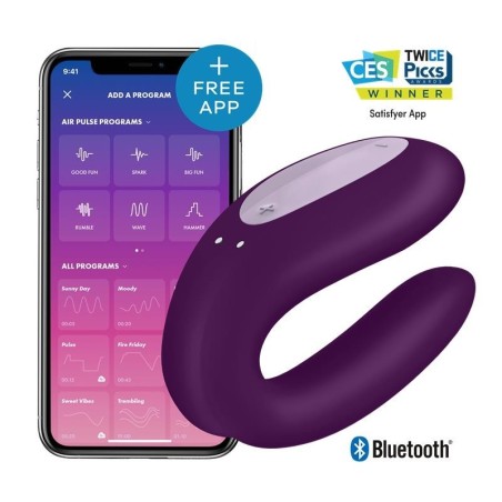 vibromasseur pour couples avec APP Double Joet violet